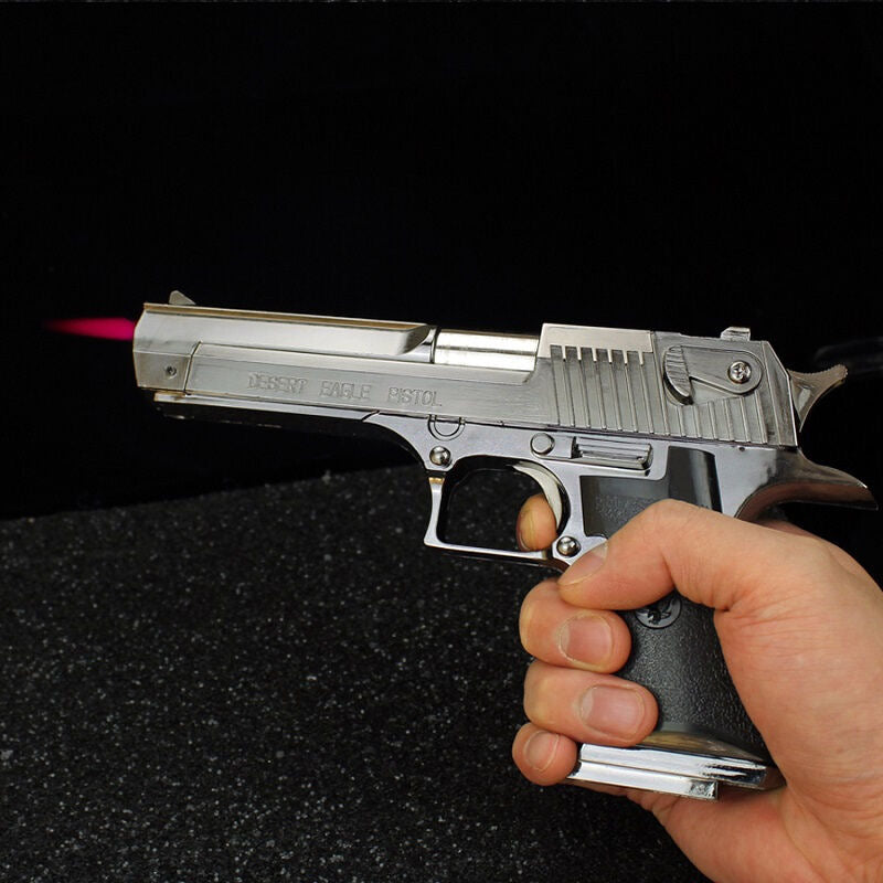 Desert Eagle Pistol Modern Lighter - Heavy Duty Zinc Alloy Refillable Butane Lighter with Realistic Firearm Design, Collectible Gift for Outdoor Cooking, BBQ & Survival Kits (Gunmetal)