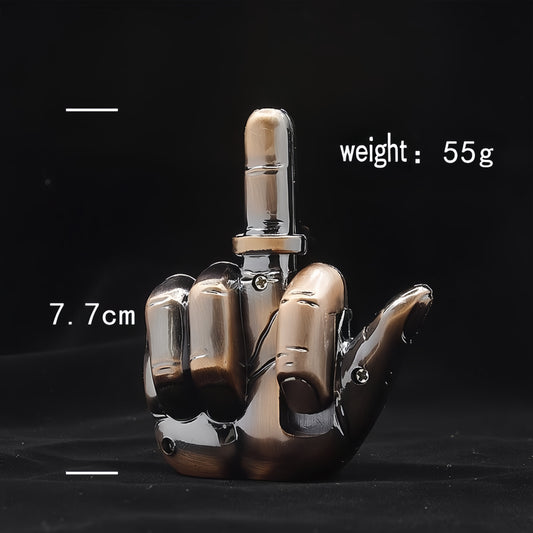 Funny and creative middle finger international hand gesture inflatable windproof lighter with music, resin material