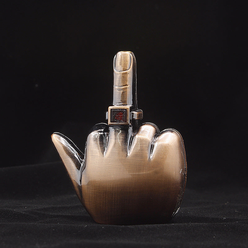 Funny and creative middle finger international hand gesture inflatable windproof lighter with music, resin material