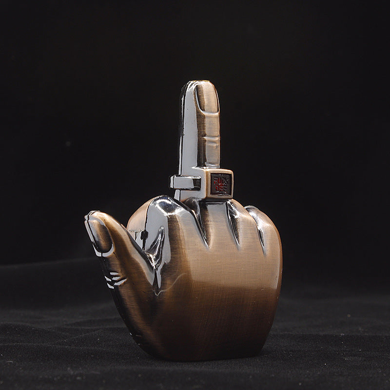 Funny and creative middle finger international hand gesture inflatable windproof lighter with music, resin material