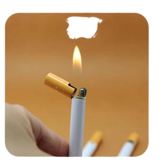 Mini fine cigarette lighter grinding wheel open fire lighter metal small fine cigarette trick personalized creative lighter