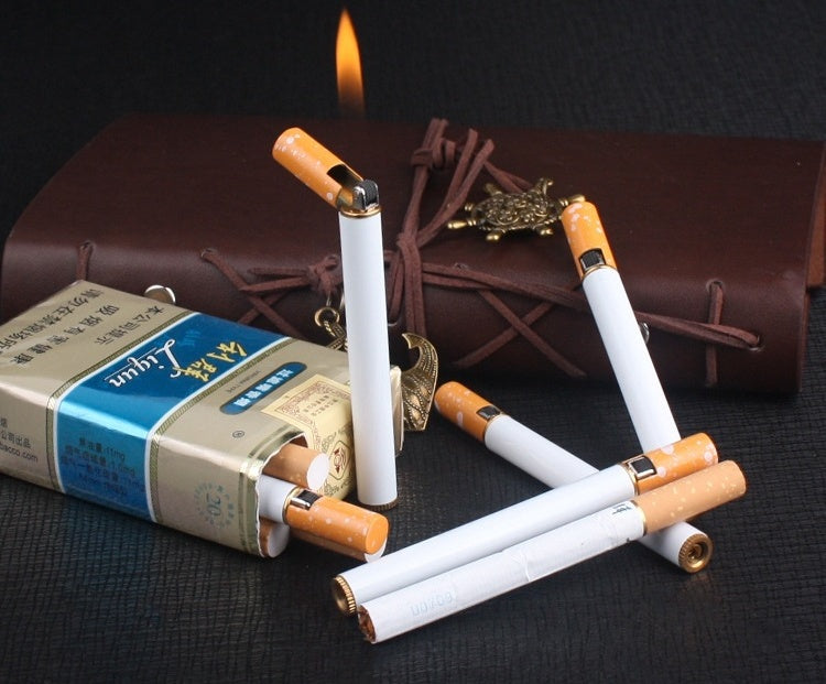 Mini fine cigarette lighter grinding wheel open fire lighter metal small fine cigarette trick personalized creative lighter