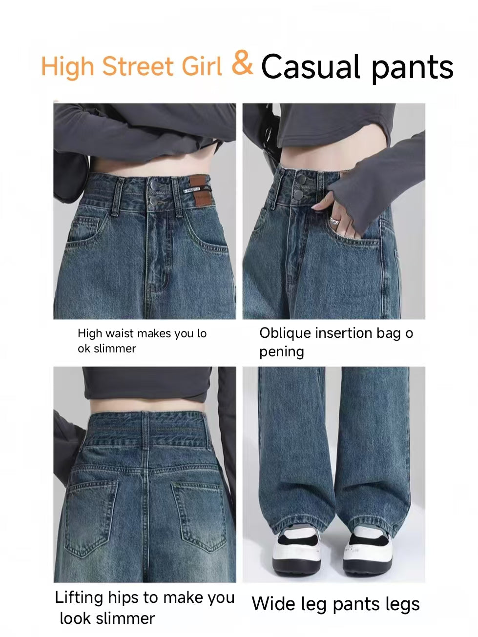 High-waisted baggy pants