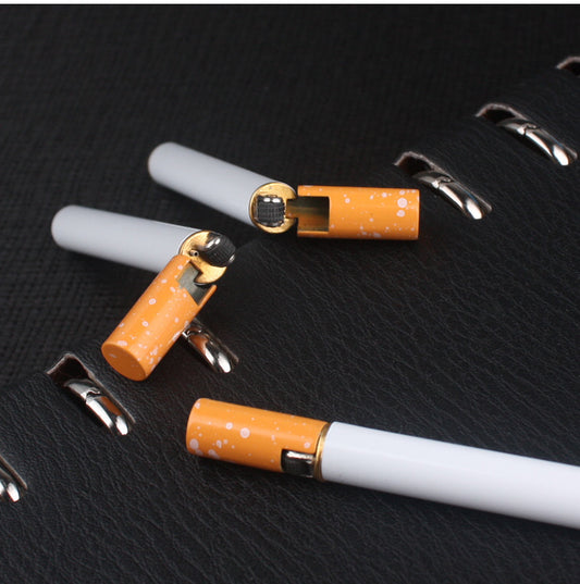 Mini fine cigarette lighter grinding wheel open fire lighter metal small fine cigarette trick personalized creative lighter
