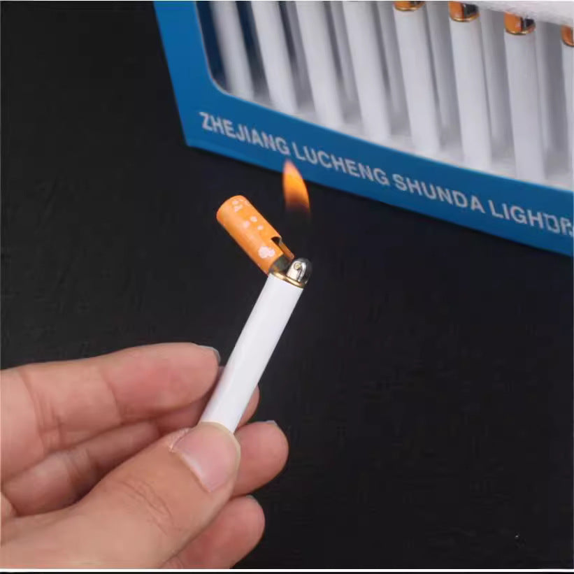 Mini fine cigarette lighter grinding wheel open fire lighter metal small fine cigarette trick personalized creative lighter